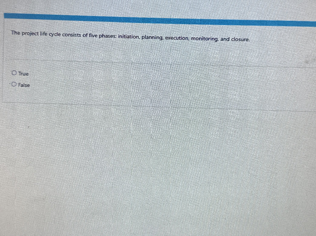 The project life cycle consists of five | StudyX