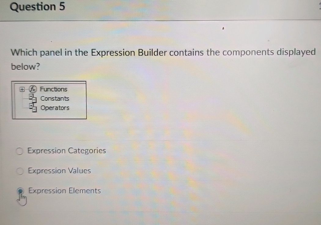 Question 5 Which panel in the Expression