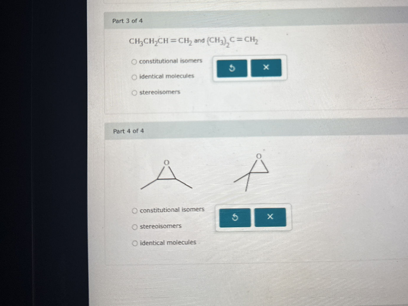 CH3CH2CH=CH₂ and (CH3)2C= CH2 | StudyX