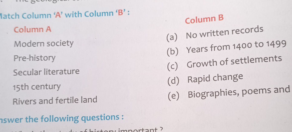 Match Column 'A' with Column 'B': Column A | StudyX