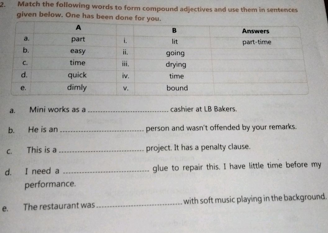 Match the following words to form compound | StudyX