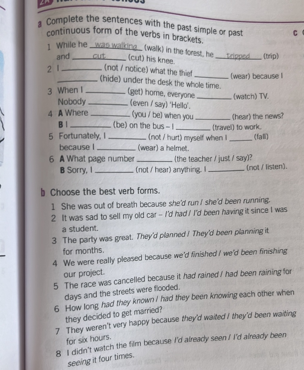 a Complete the sentences with the past | StudyX
