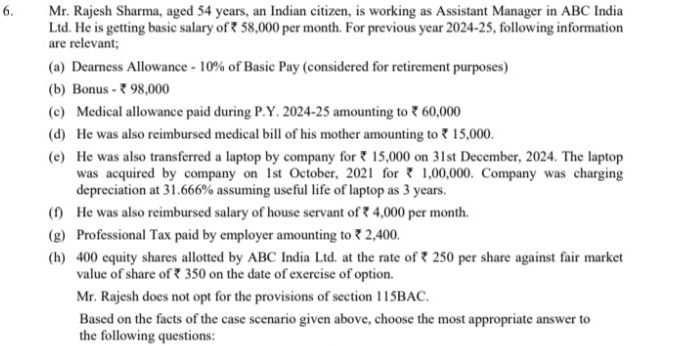 54 Rajesh Mr. Rajesh Sharma, aged 54 years, an Indian