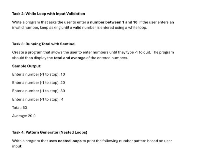 Task 2: While Loop with Input Validation | StudyX