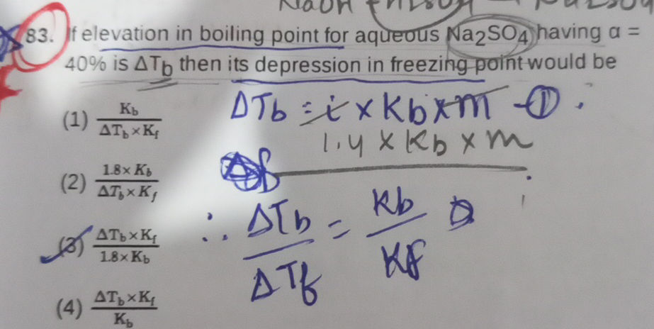 83. If elevation in boiling point for | StudyX