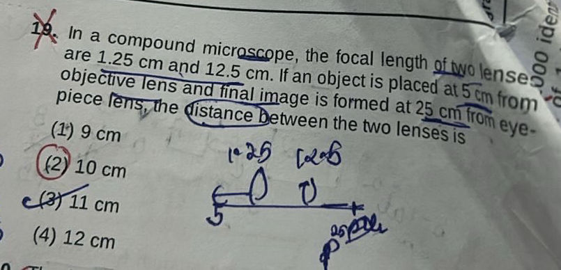 Focal Distance Microscope In a compound microscope, the focal length