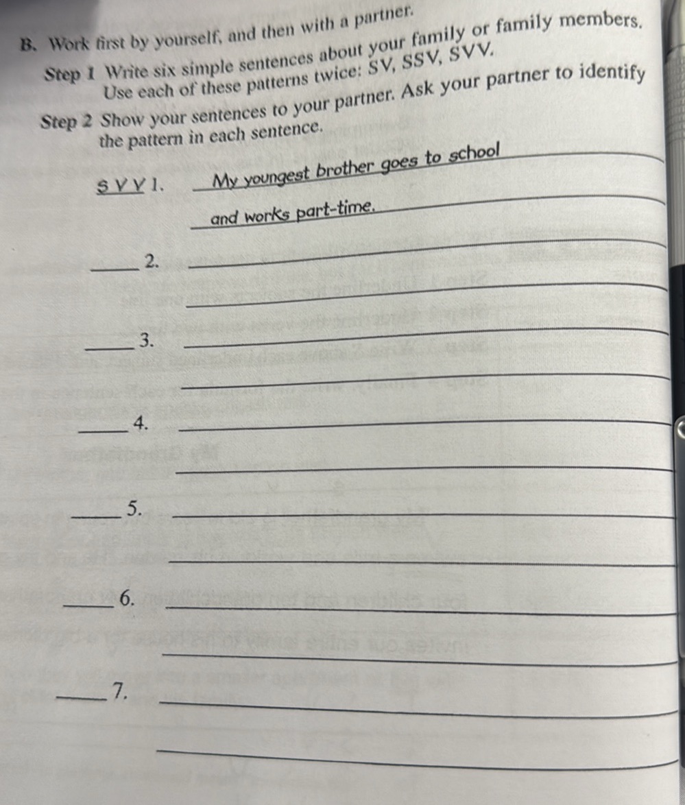 Step 1 Write six simple sentences about your | StudyX