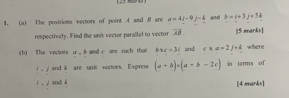 1. (a) The positions vectors of point A and | StudyX