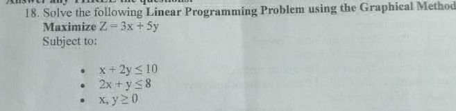 18. Solve the following Linear Programming | StudyX