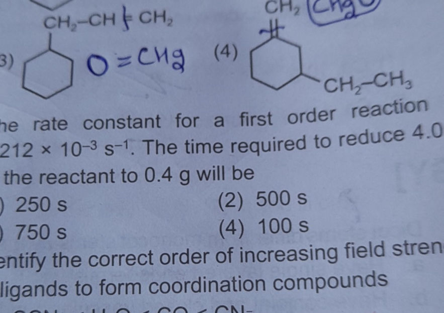 The rate constant for a first order reaction | StudyX