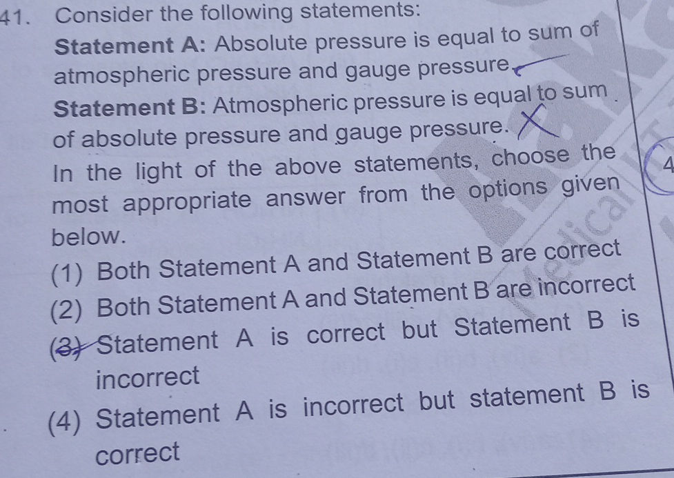41. Consider the following statements: | StudyX