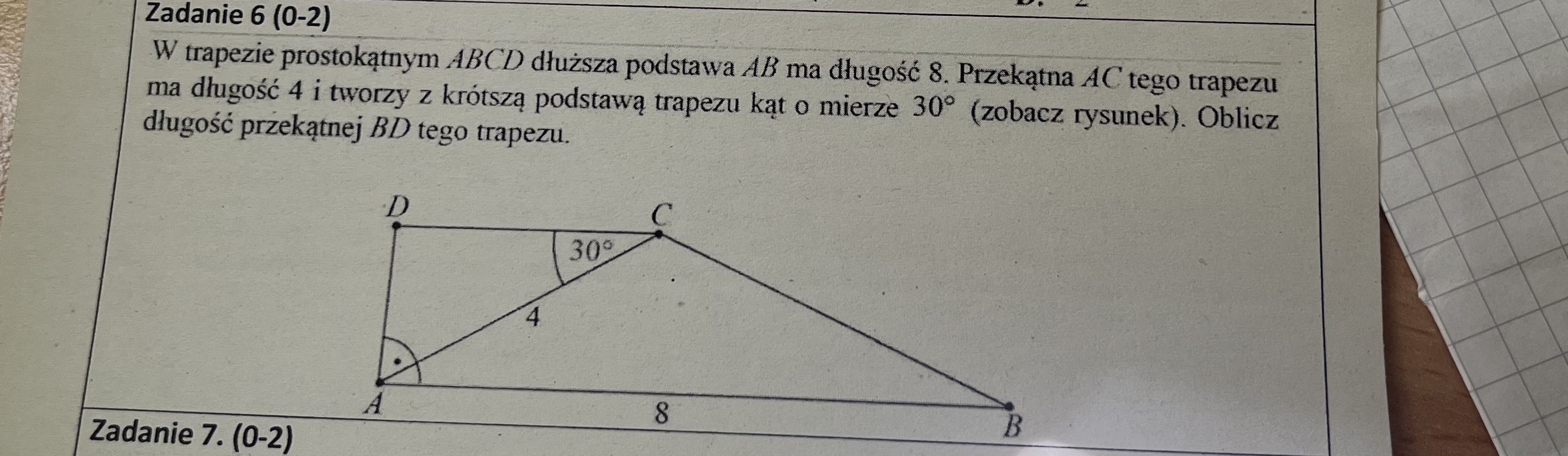 W trapezie prostokątnym ABCD dłuższa | StudyX