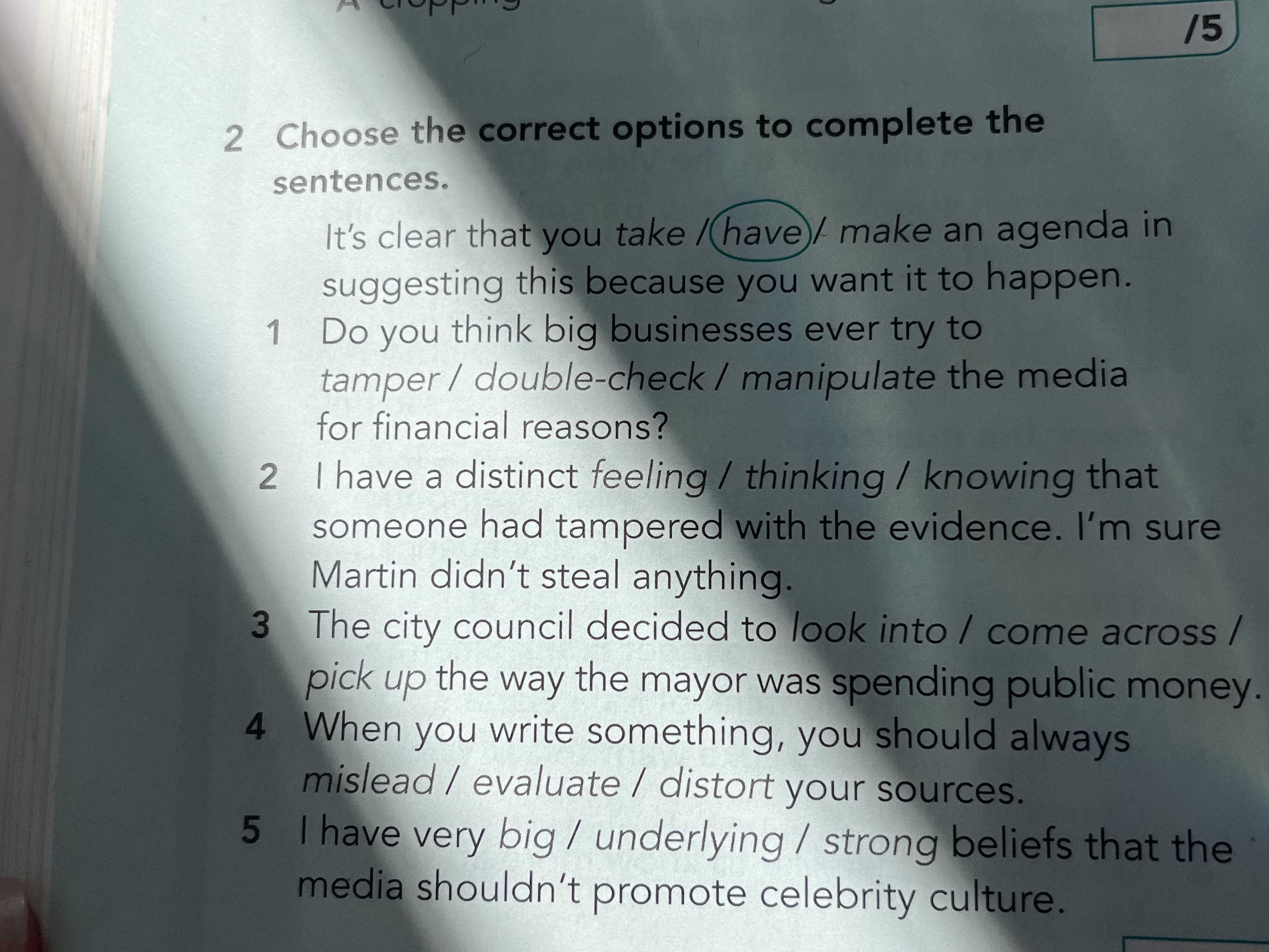 2 Choose the correct options to complete the | StudyX