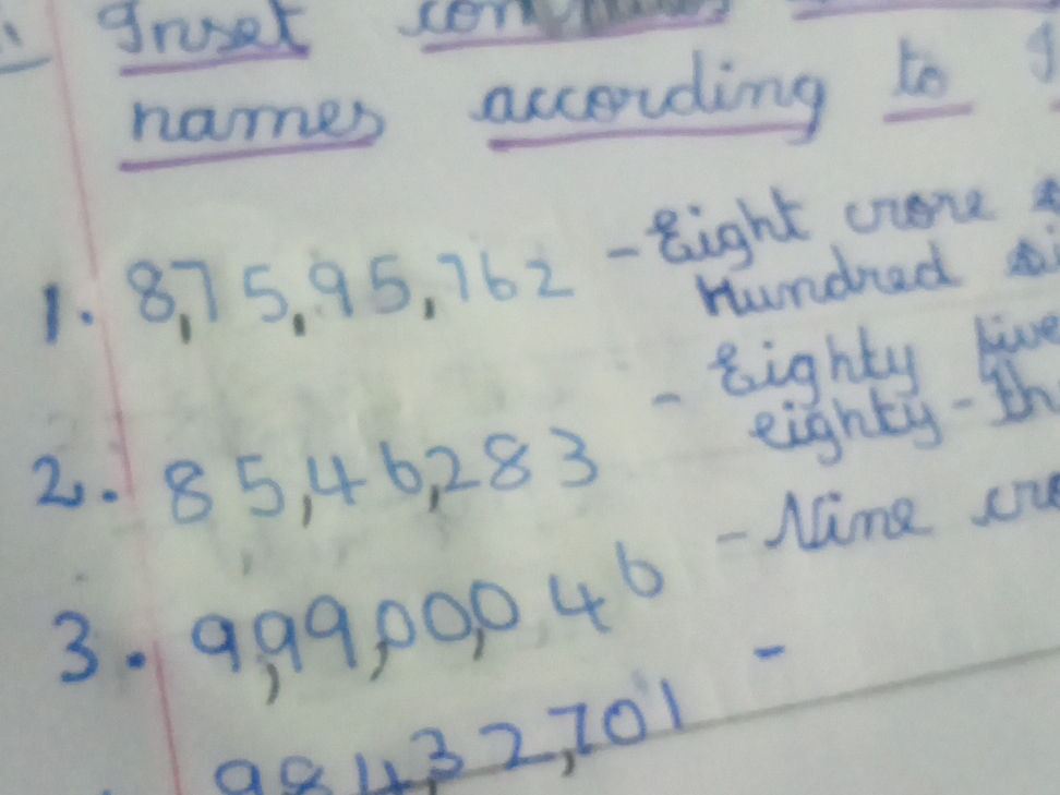 Insert names according to 1. 875,95,762 - | StudyX