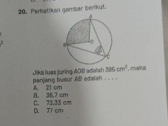 Perhatikan gambar berikut. Jika luas juring | StudyX
