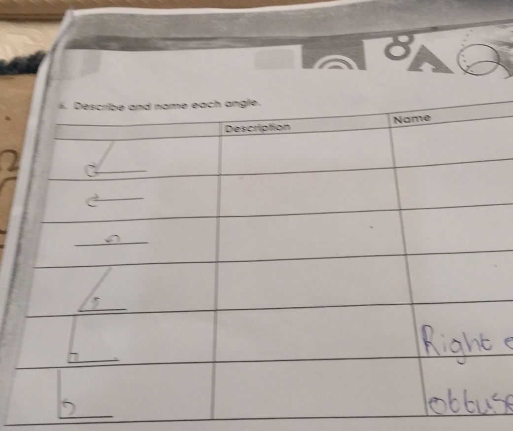 6. Describe and name each angle. | | StudyX