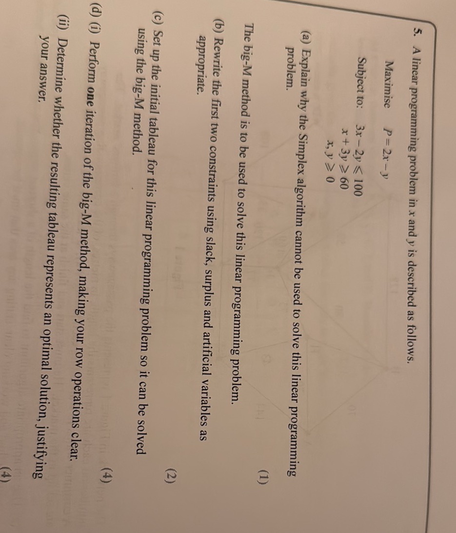 5. A linear programming problem in x and y | StudyX