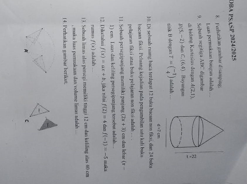 8. Perhatikan gambar disamping; Luas | StudyX