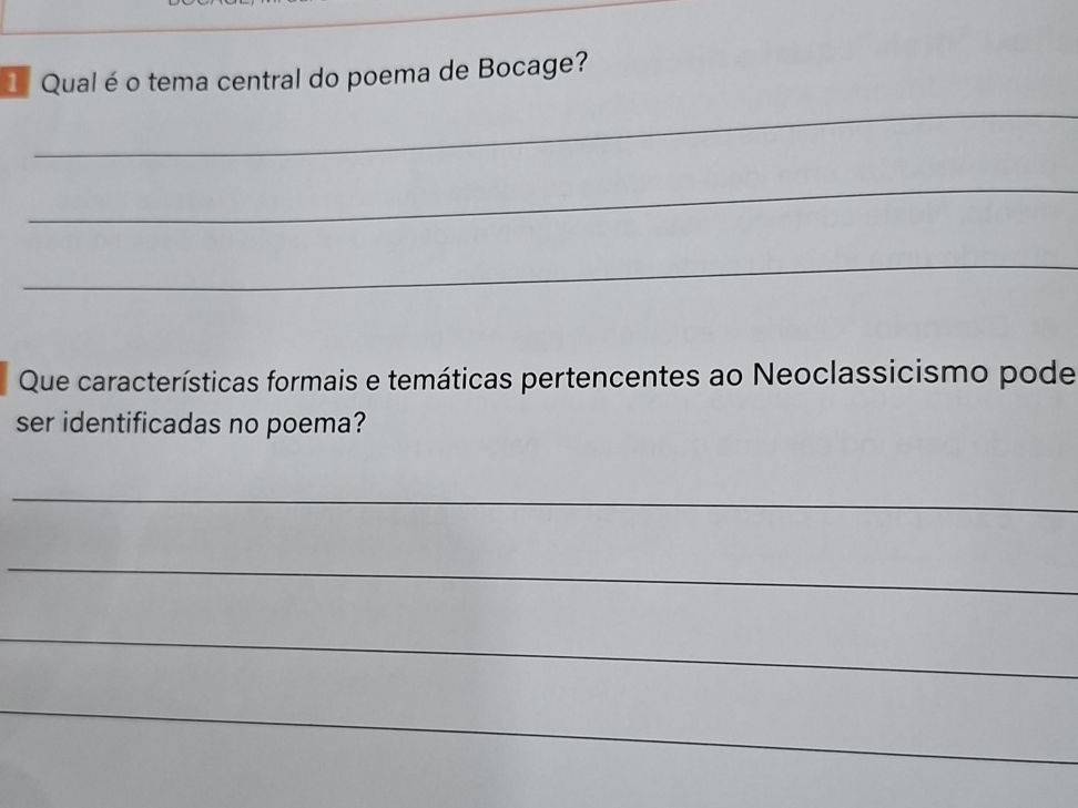 1 Qual é o tema central do poema de Bocage? | StudyX