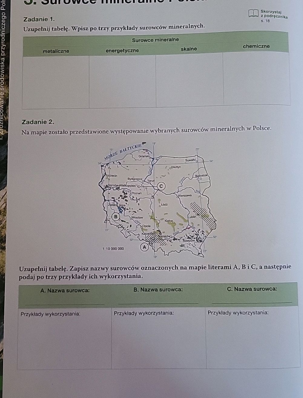 Zadanie 1. Uzupełnij tabelę. Wpisz po trzy | StudyX
