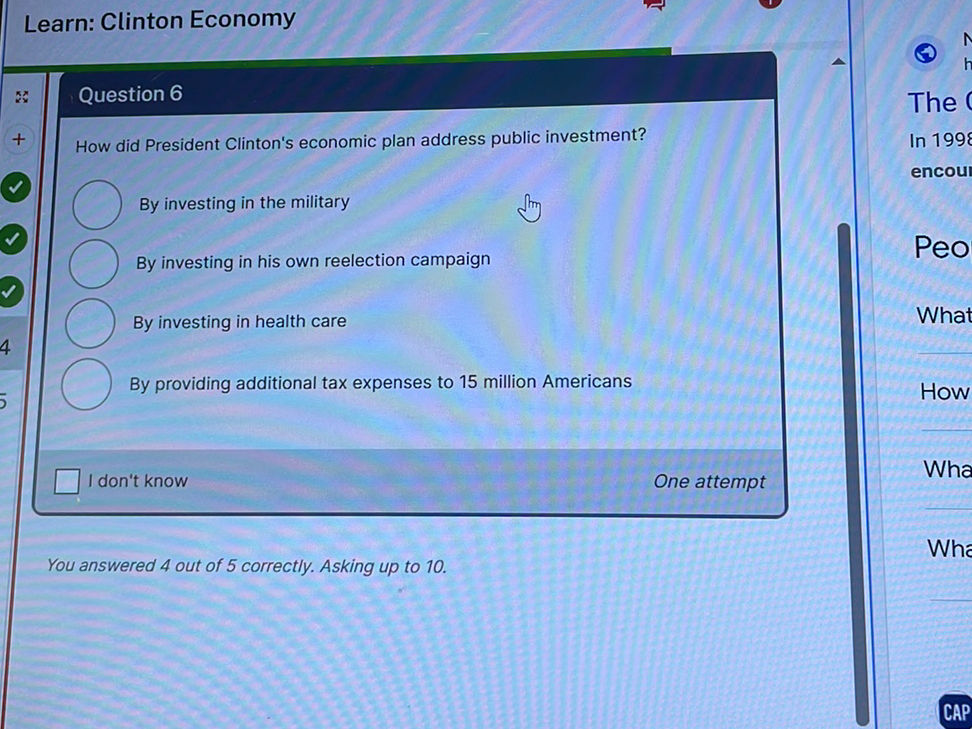 How did President Clinton's economic plan | StudyX