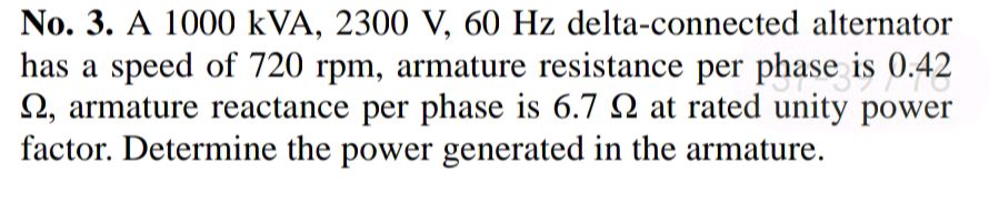No. 3. A 1000 kVA, 2300 V, 60 Hz | StudyX