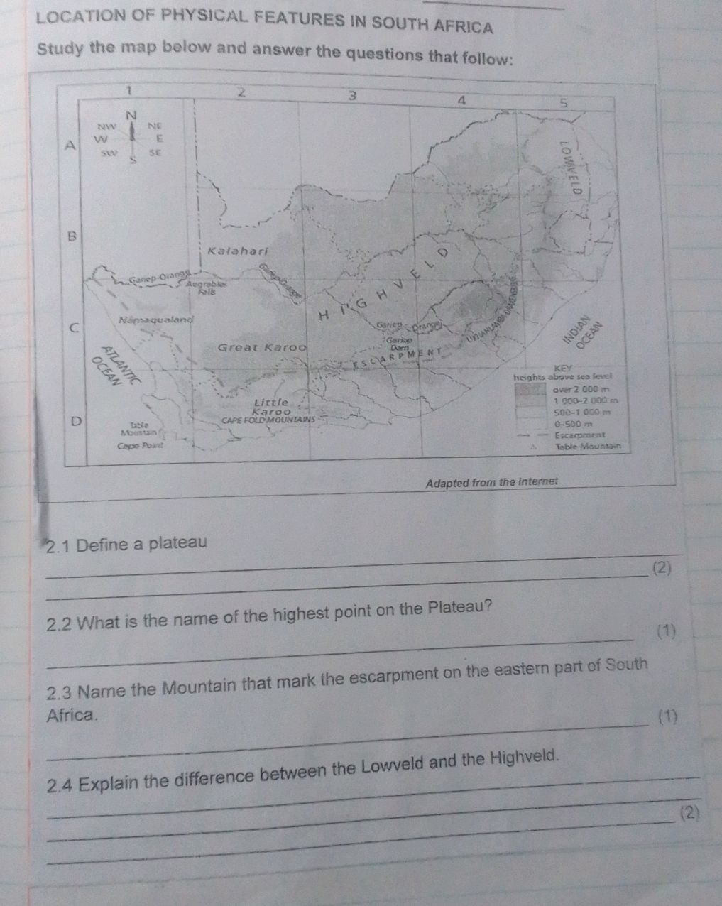 Study the map below and answer the questions | StudyX