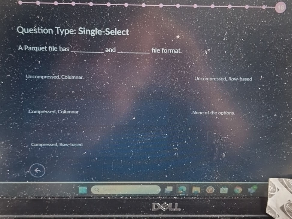 Question Type: Single-Select A Parquet file | StudyX