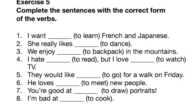 Exercise 5 Complete the sentences with the | StudyX