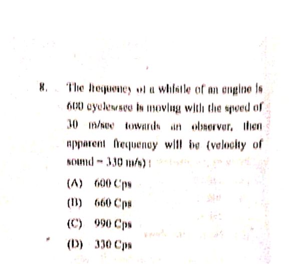 8. The frequency of a whistle of an engine | StudyX