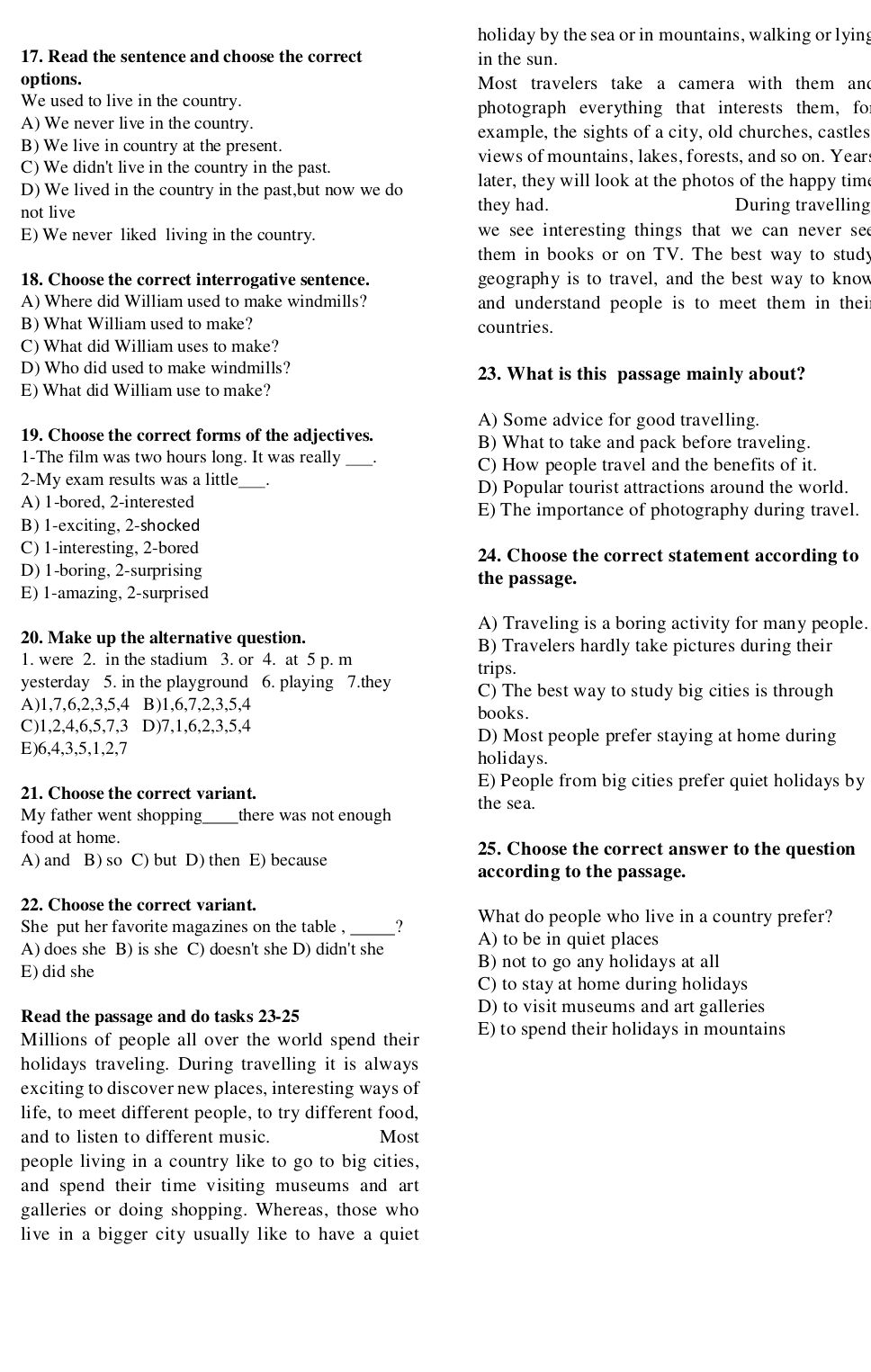 17. Read the sentence and choose the correct | StudyX