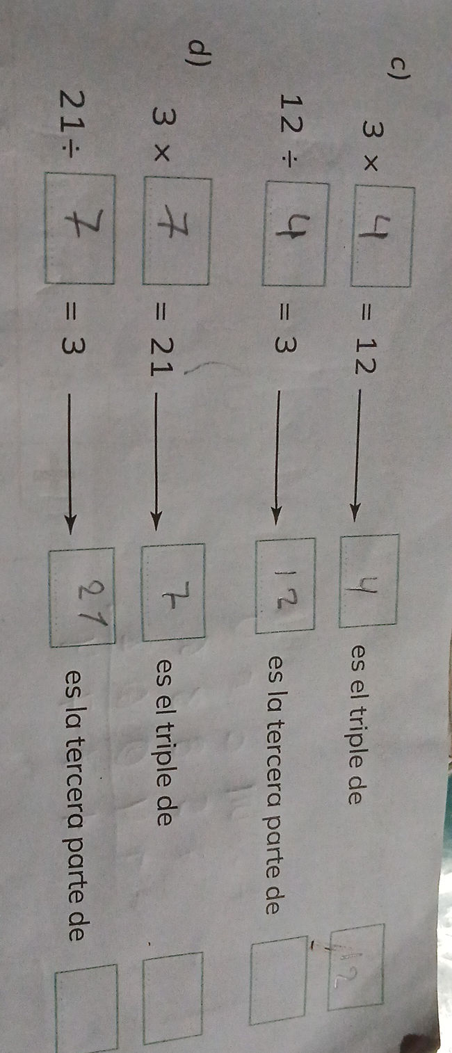 c) $3 4 = 12$ 4 es el triple de 12 $12 | StudyX