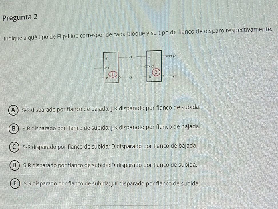 Pregunta 2 Indique a qué tipo de Flip-Flop | StudyX