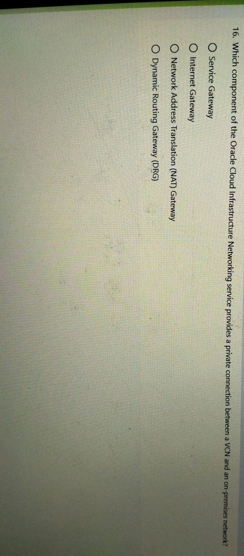 16. Which component of the Oracle Cloud | StudyX