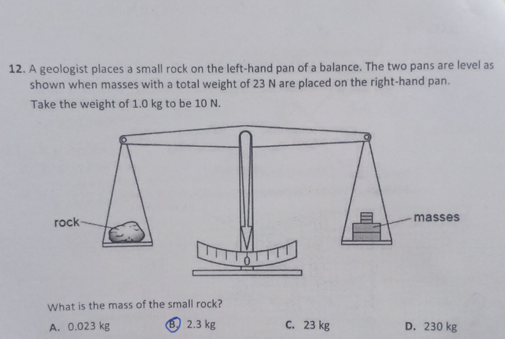 Weighing Rocks 12. A geologist places a small rock on the | StudyX