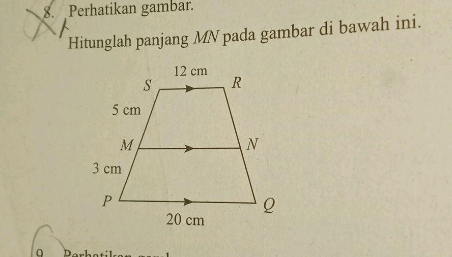 Perhatikan gambar. Hitunglah panjang $MN$ | StudyX