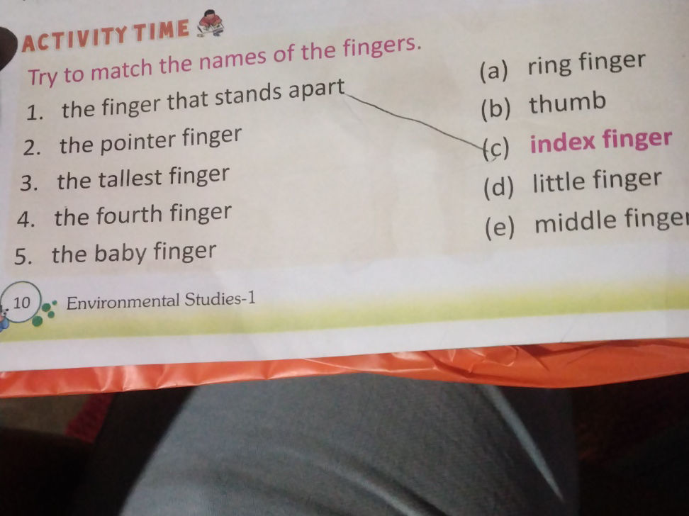 Findger Names Try to match the names of the fingers. 1. | StudyX