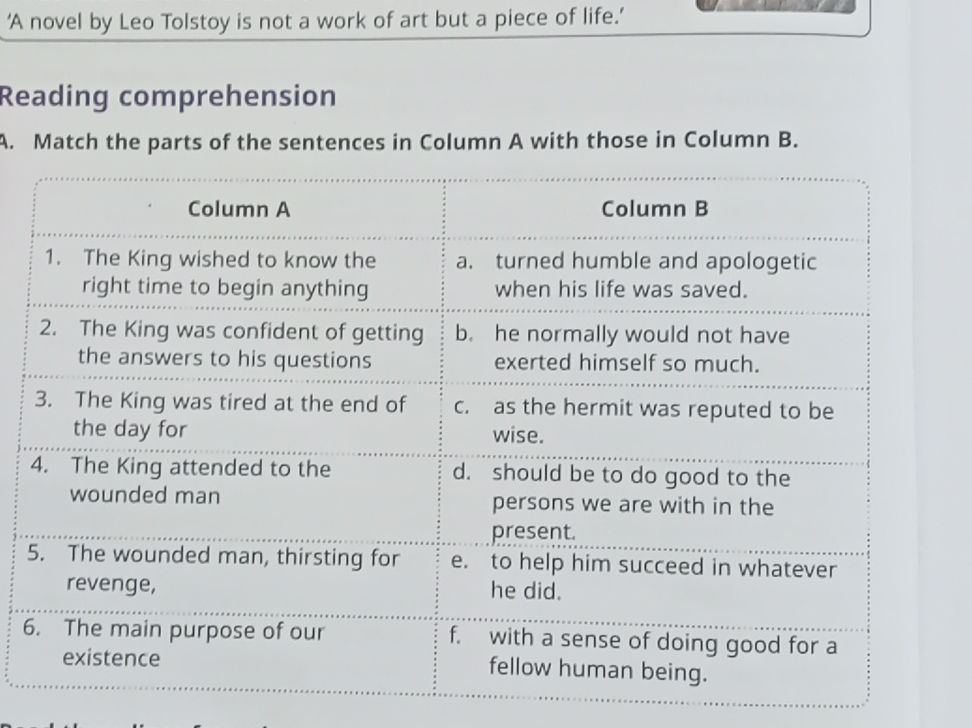Column Sentence A. Match the parts of the sentences in | StudyX