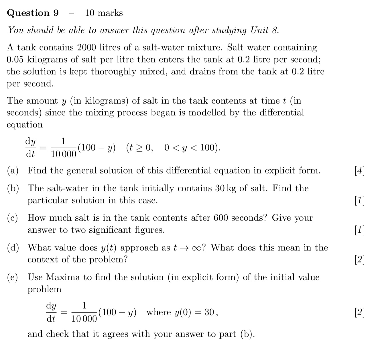 Question 9 — 10 marks You should be able to | StudyX