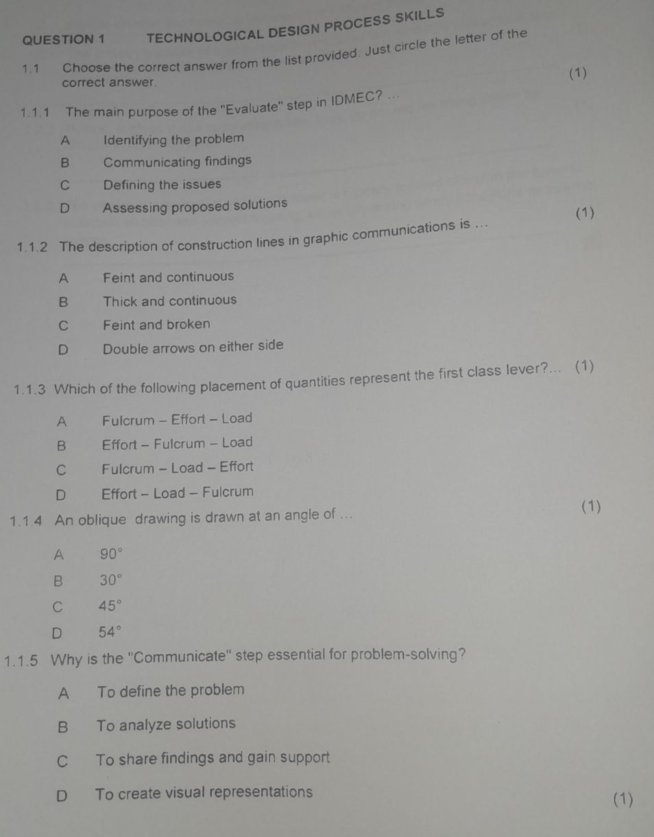 1.1 Choose the correct answer from the list | StudyX