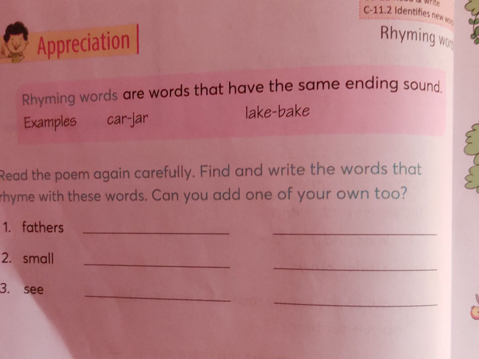 Rhyming words are words that have the same | StudyX