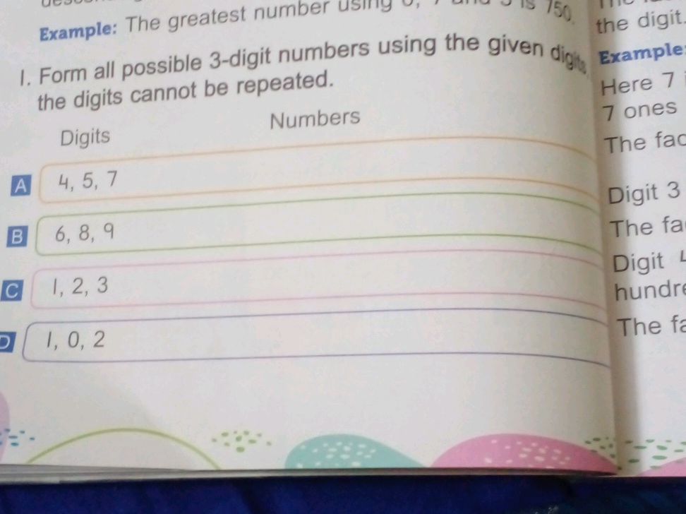 1. Form all possible 3-digit numbers using | StudyX