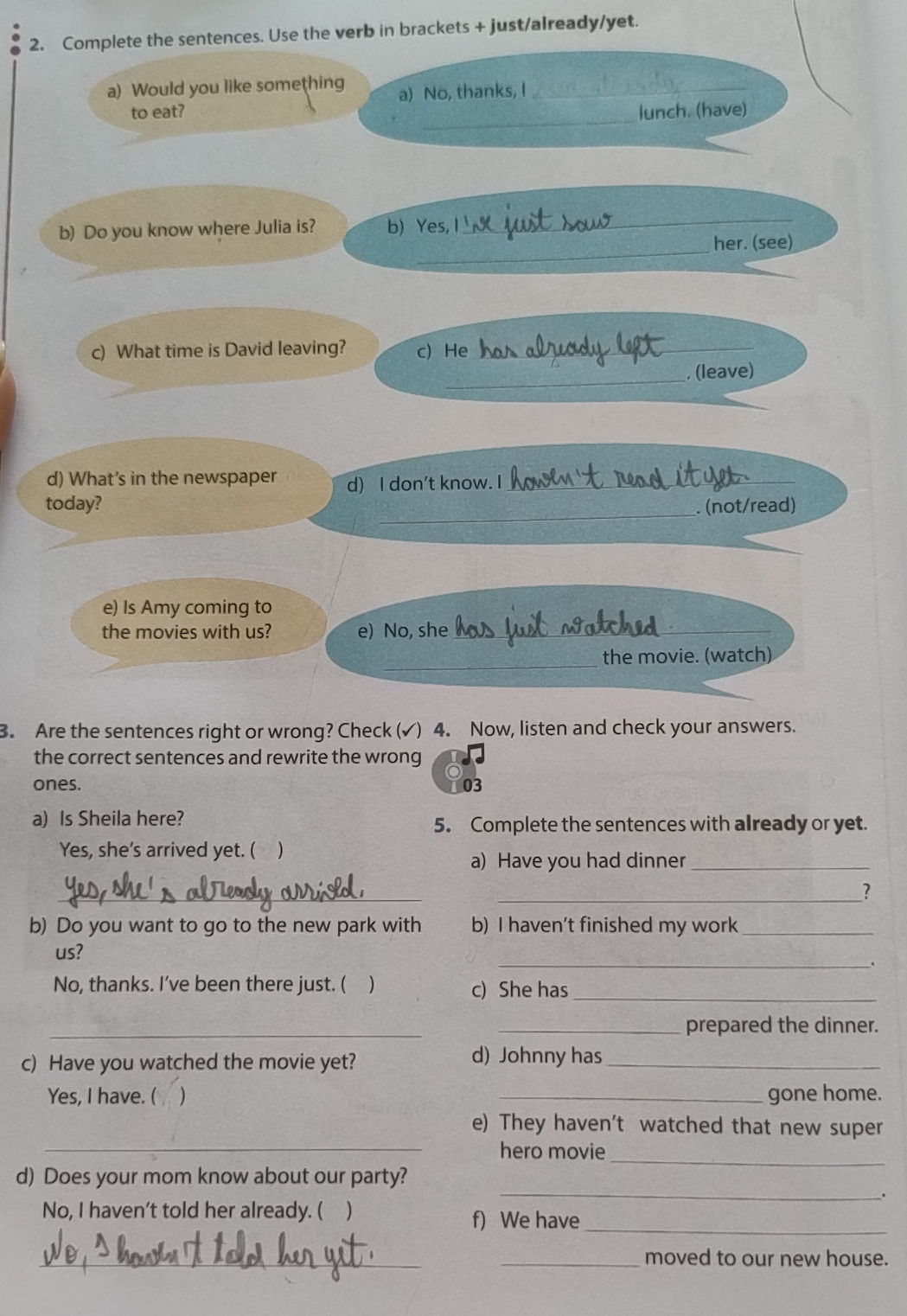 2. Complete the sentences. Use the verb in | StudyX