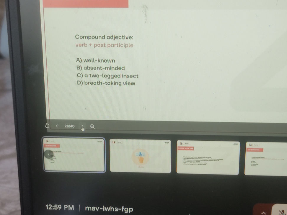 Compound adjective: verb + past participle | StudyX