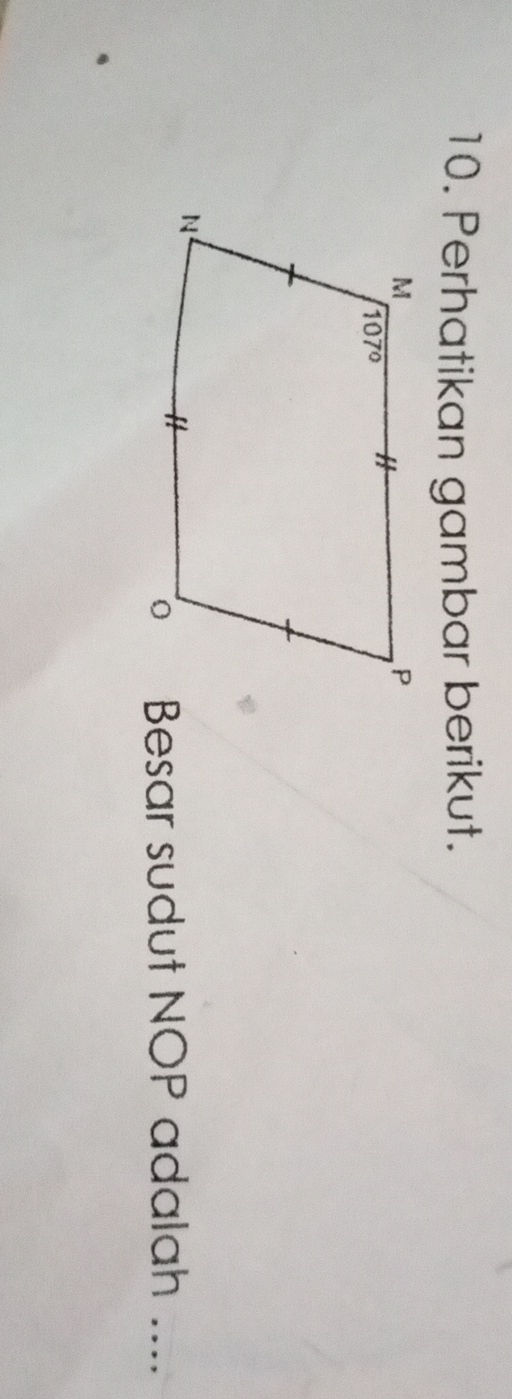 Perhatikan gambar berikut. Besar sudut NOP | StudyX