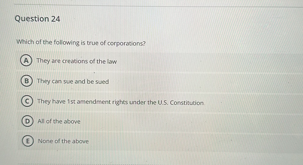 Question 24 Which of the following is true | StudyX