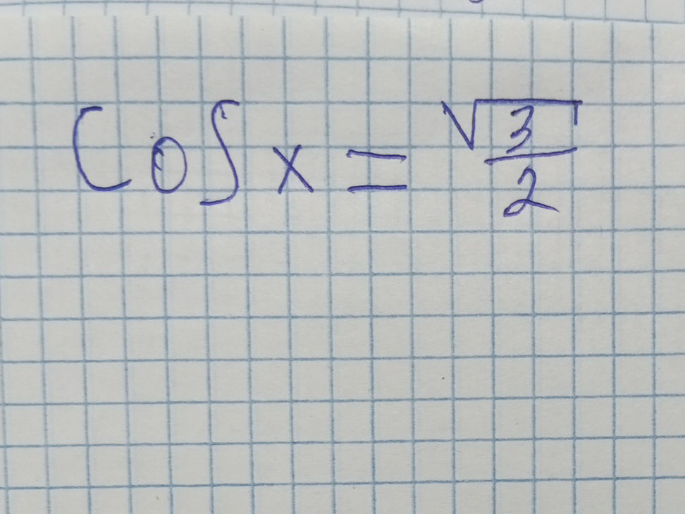 Solve cos x = sqrt(3)/2
