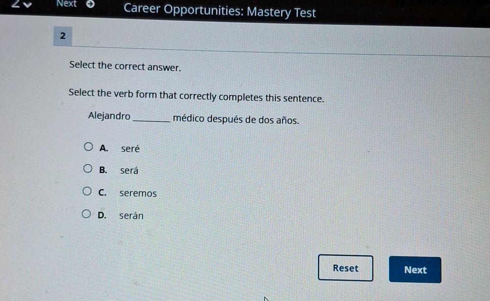 Select the correct answer. Select the verb | StudyX