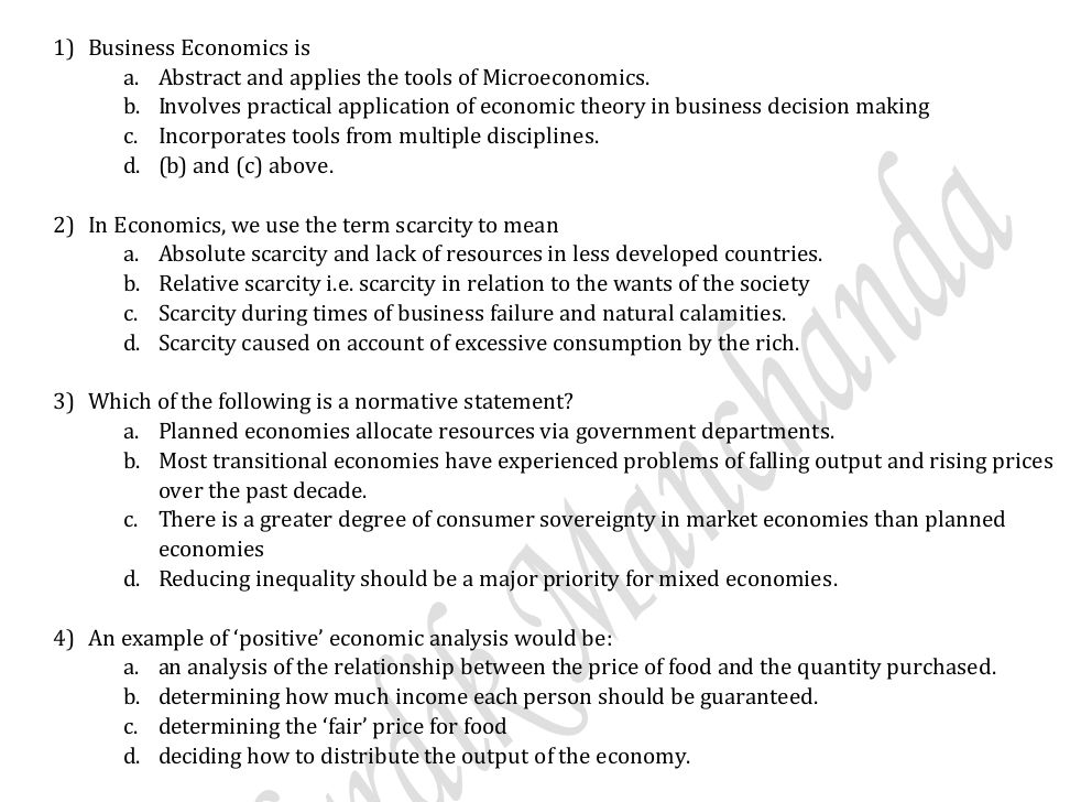 1) Business Economics is a. Abstract and | StudyX