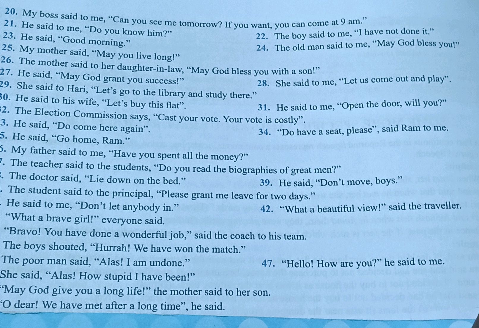 20. My boss said to me, "Can you see me StudyX